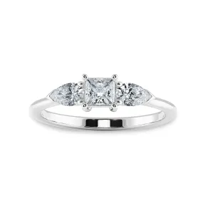 0.20cts Pointer Princess Cut with Pear Cut Diamond Accents Shank Platinum Ring JL PT 2021-C
