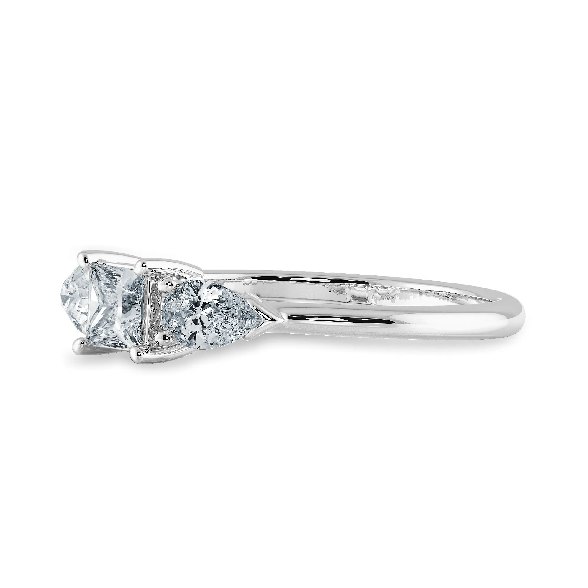 0.20cts Pointer Princess Cut with Pear Cut Diamond Accents Shank Platinum Ring JL PT 2021-C