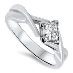0.50ct Princess Cut Diamond Engagement Ring Set in 18k White Gold with a H SI1 Diamond