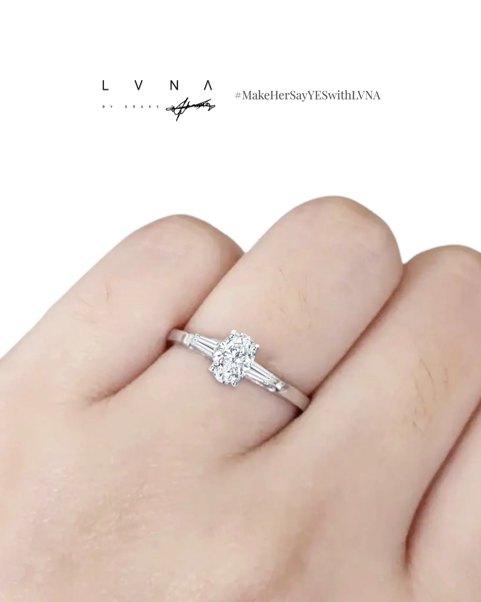 0.50cts   Oval Brilliant Baguette Paved Diamond Engagement Ring GIA CERTIFIED