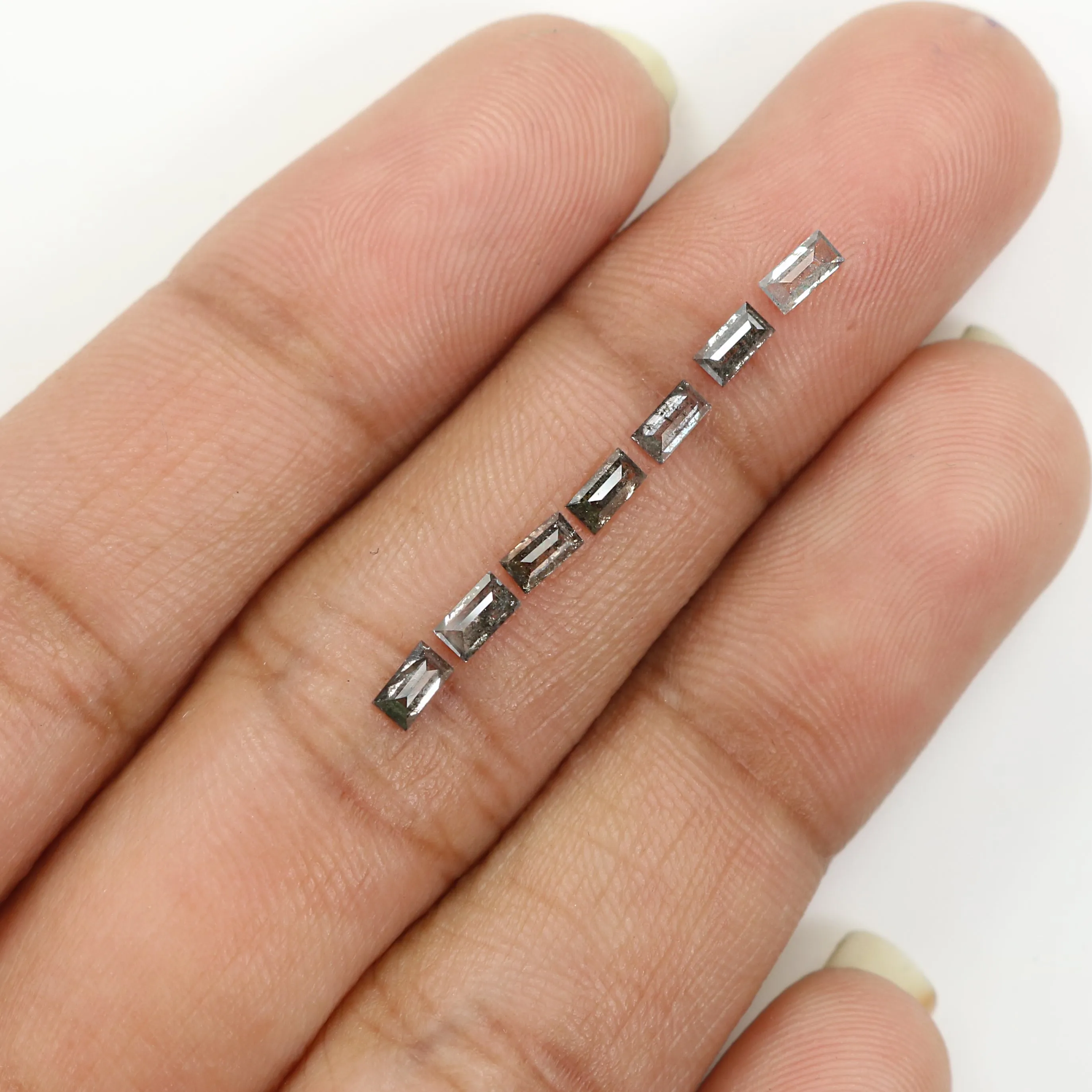 0.72 CT Natural Loose Baguette Shape Diamond Salt And Pepper Baguette Diamond 3.60 MM Natural Black Grey Baguette Rose Cut Diamond QL1491