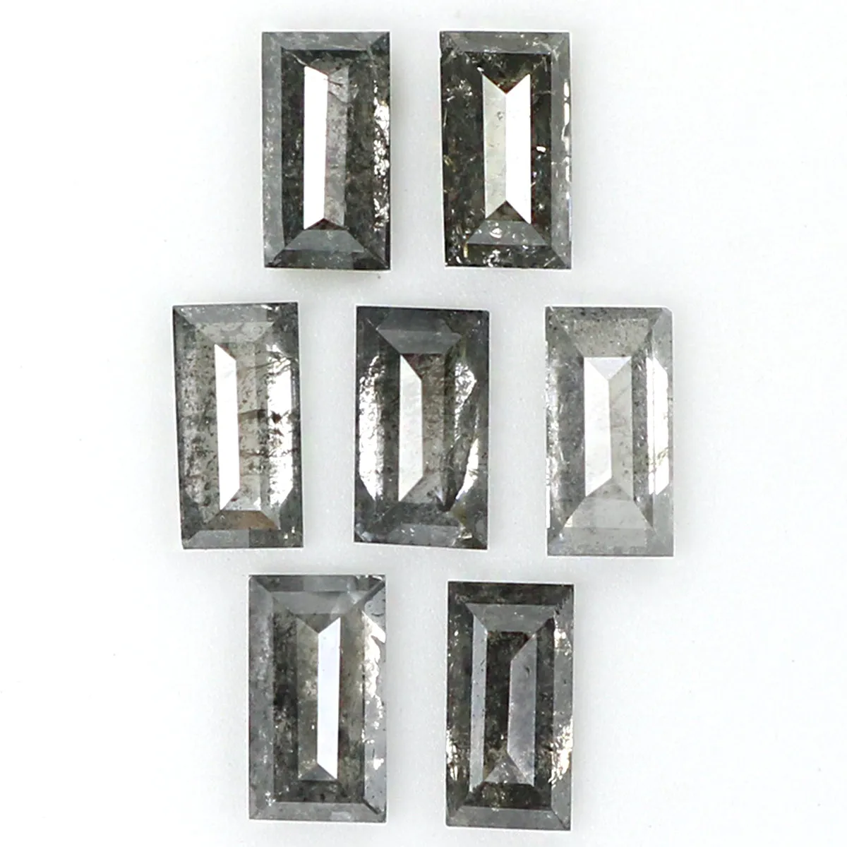 0.72 CT Natural Loose Baguette Shape Diamond Salt And Pepper Baguette Diamond 3.60 MM Natural Black Grey Baguette Rose Cut Diamond QL1491