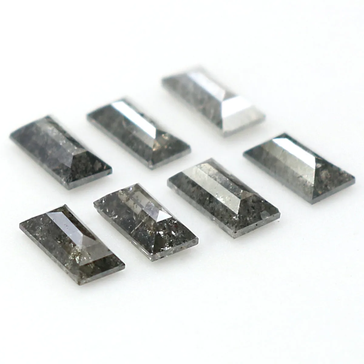 0.72 CT Natural Loose Baguette Shape Diamond Salt And Pepper Baguette Diamond 3.60 MM Natural Black Grey Baguette Rose Cut Diamond QL1491