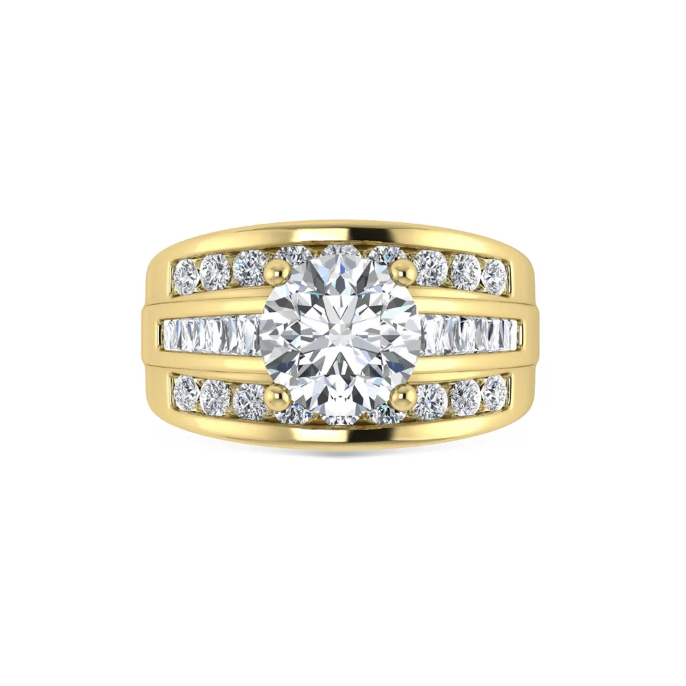 1 3/4 Ctw Round Lab Grown Diamond Engagement Ring in Yellow Gold