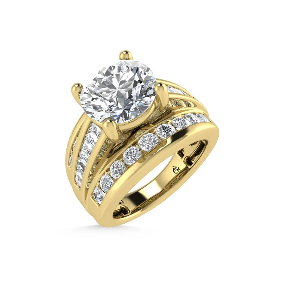 1 3/4 Ctw Round Lab Grown Diamond Engagement Ring in Yellow Gold