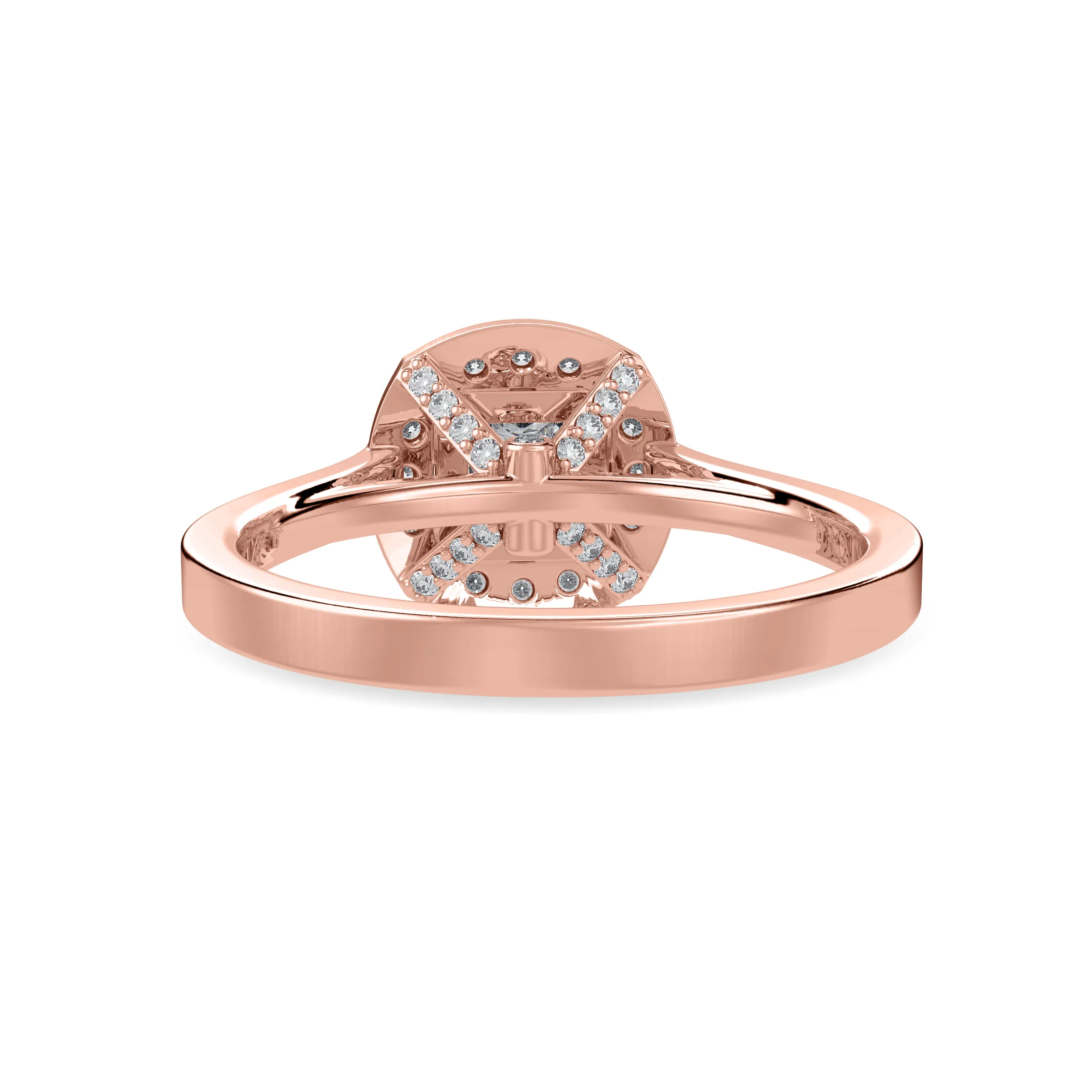 1-Carat Princess Cut Solitaire Halo Diamond Shank 18K Rose Gold Ring JL AU 1331R-C