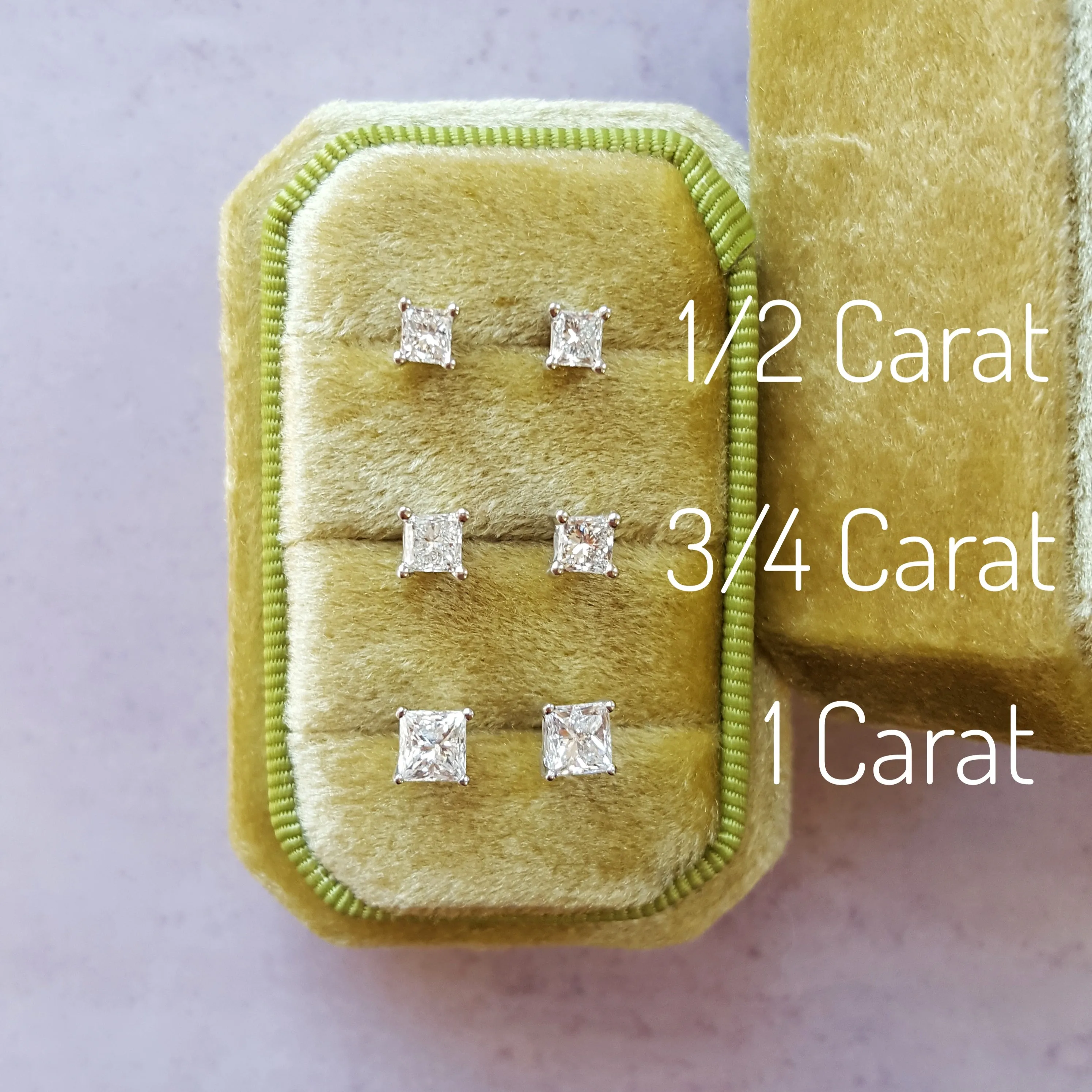 1 Carat Princess Diamond Essential Studs