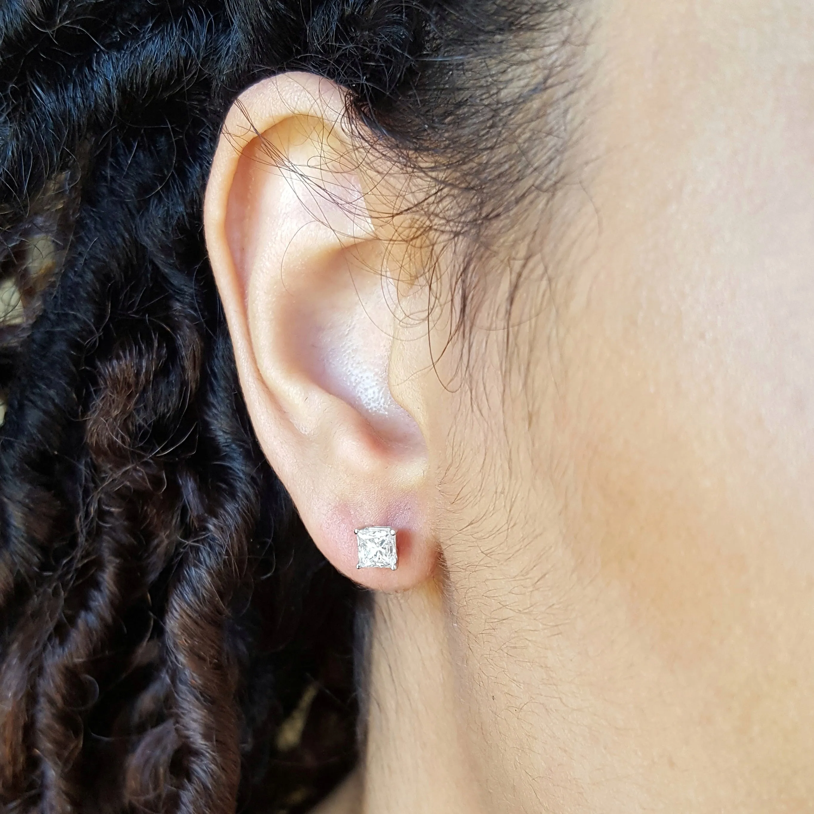 1 Carat Princess Diamond Essential Studs