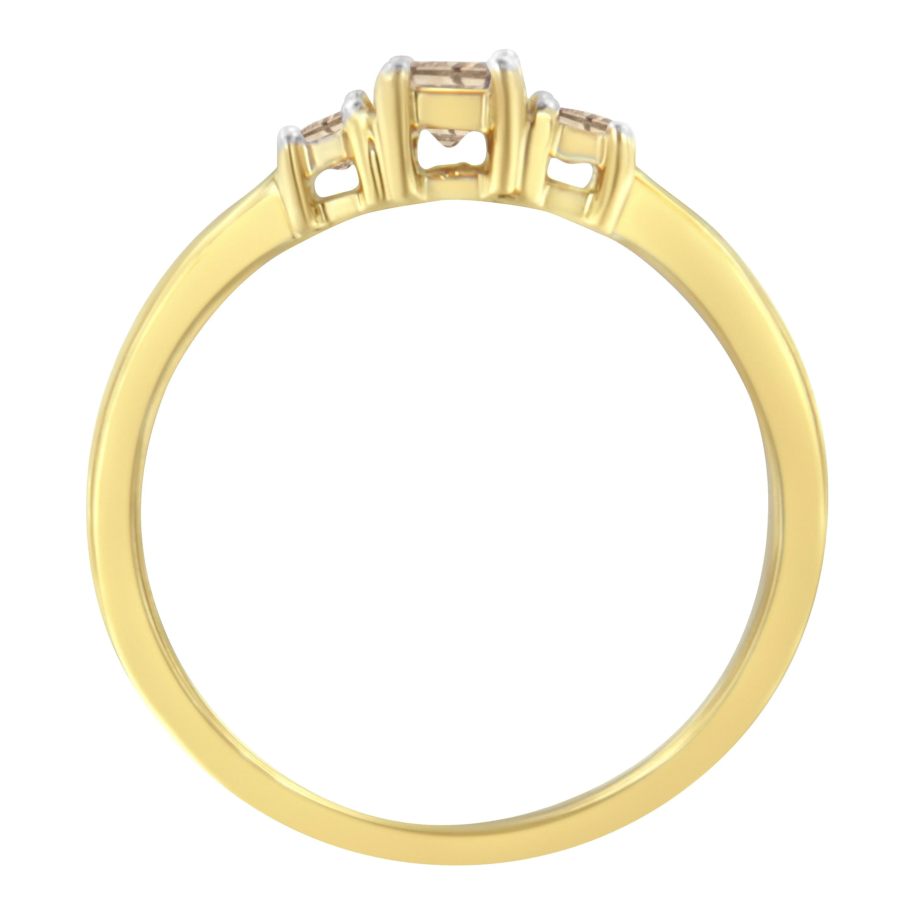 10K Yellow Gold 1/4 cttw 4-Prong Princess-Cut Diamond 3 Stone Ring Band