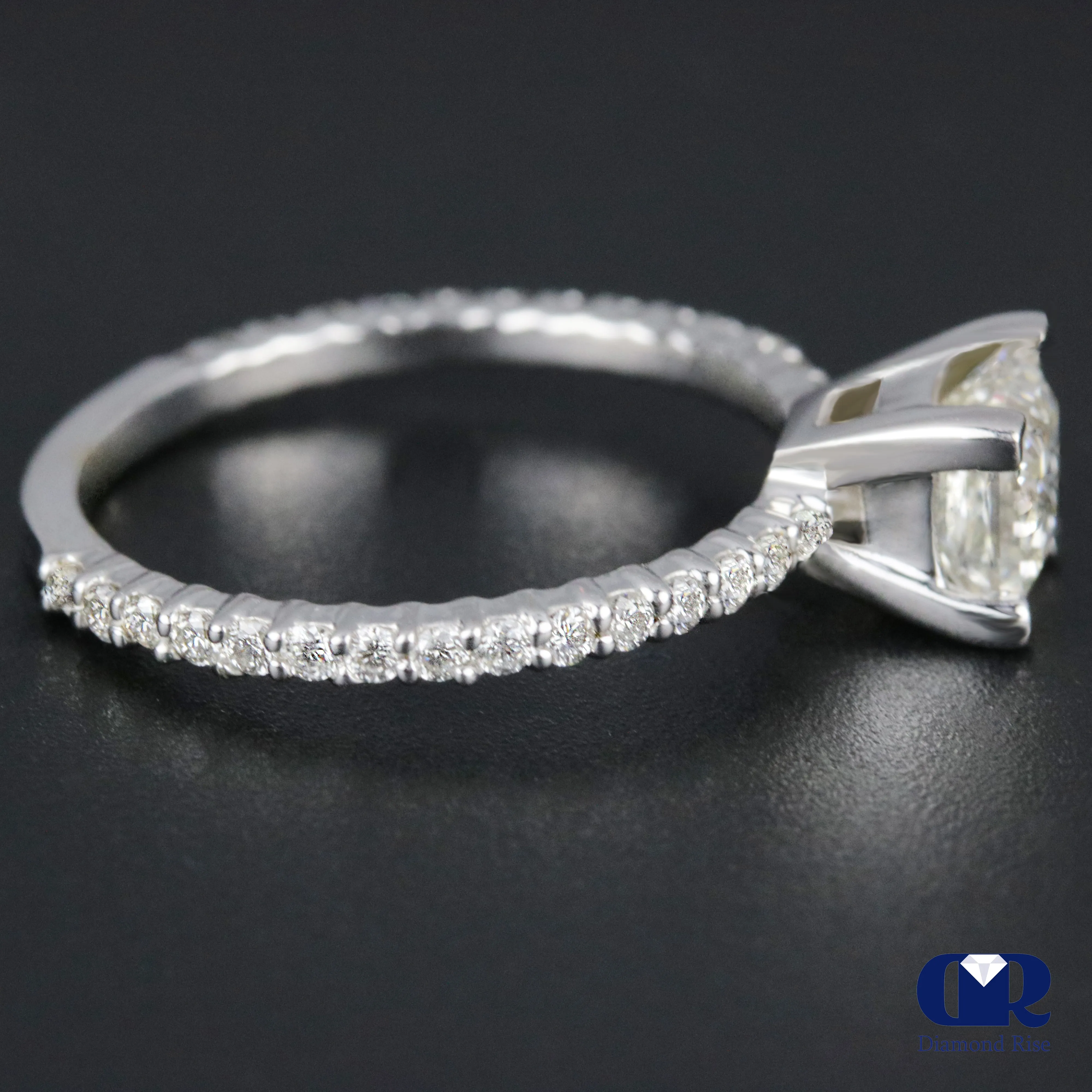 1.40 Carat Princess Cut Diamond Engagement Ring In 14K White Gold