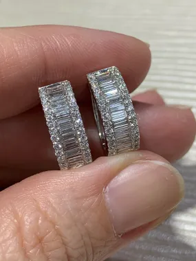 1.40ct tw Baguette Cut Diamond Wide Huggie Hoop Earrings