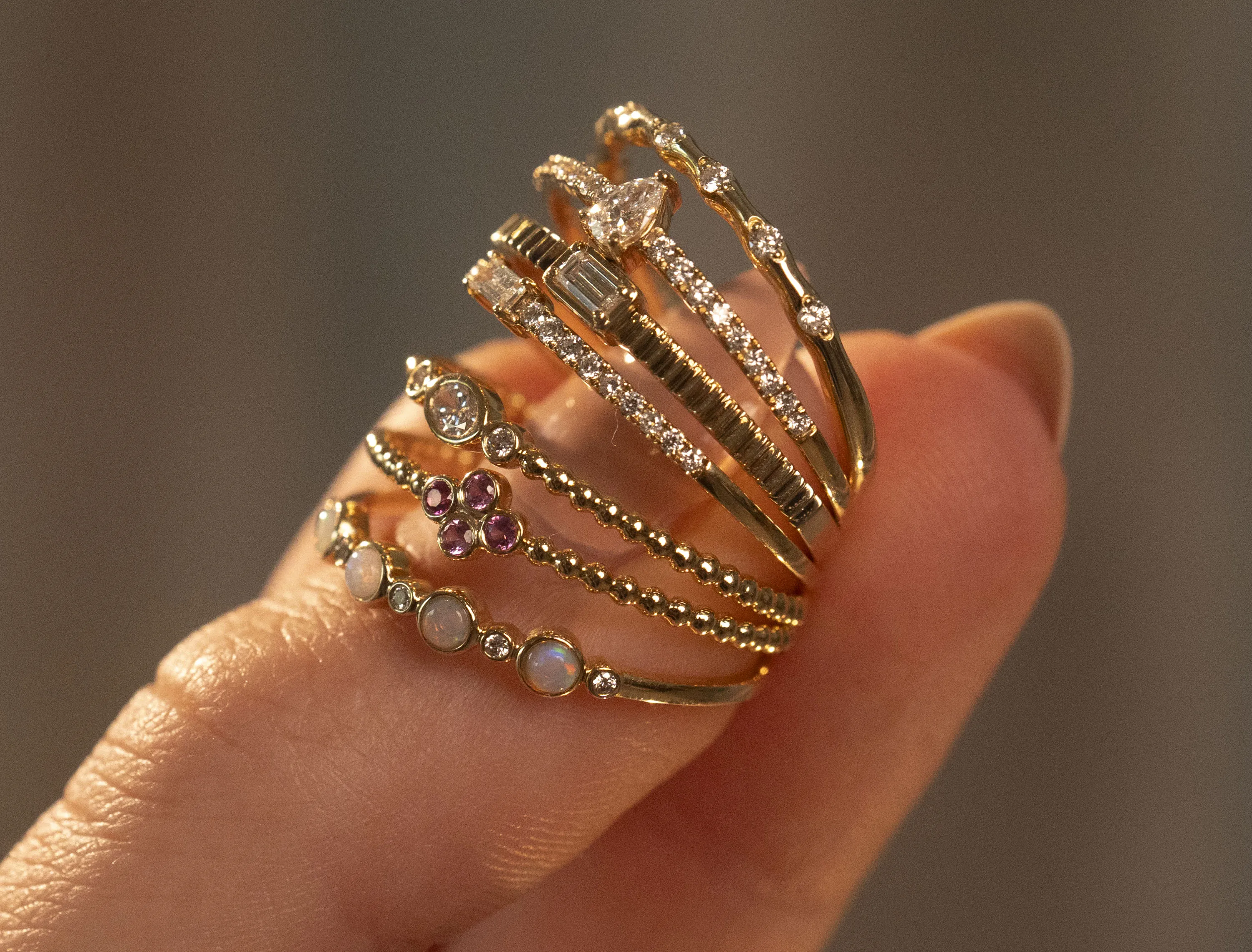 14k Diamond Baguette Pave Ring