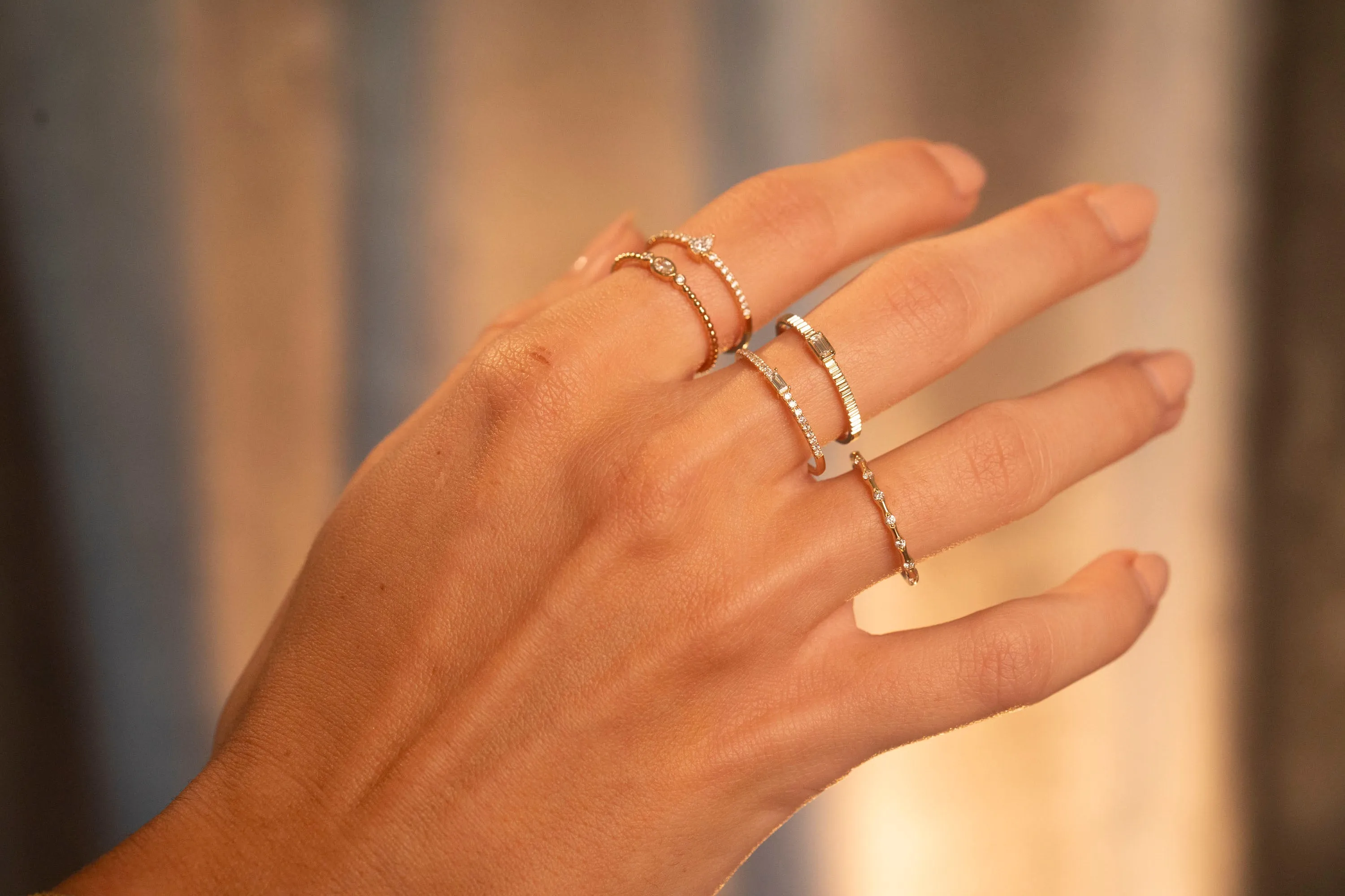 14k Diamond Baguette Pave Ring