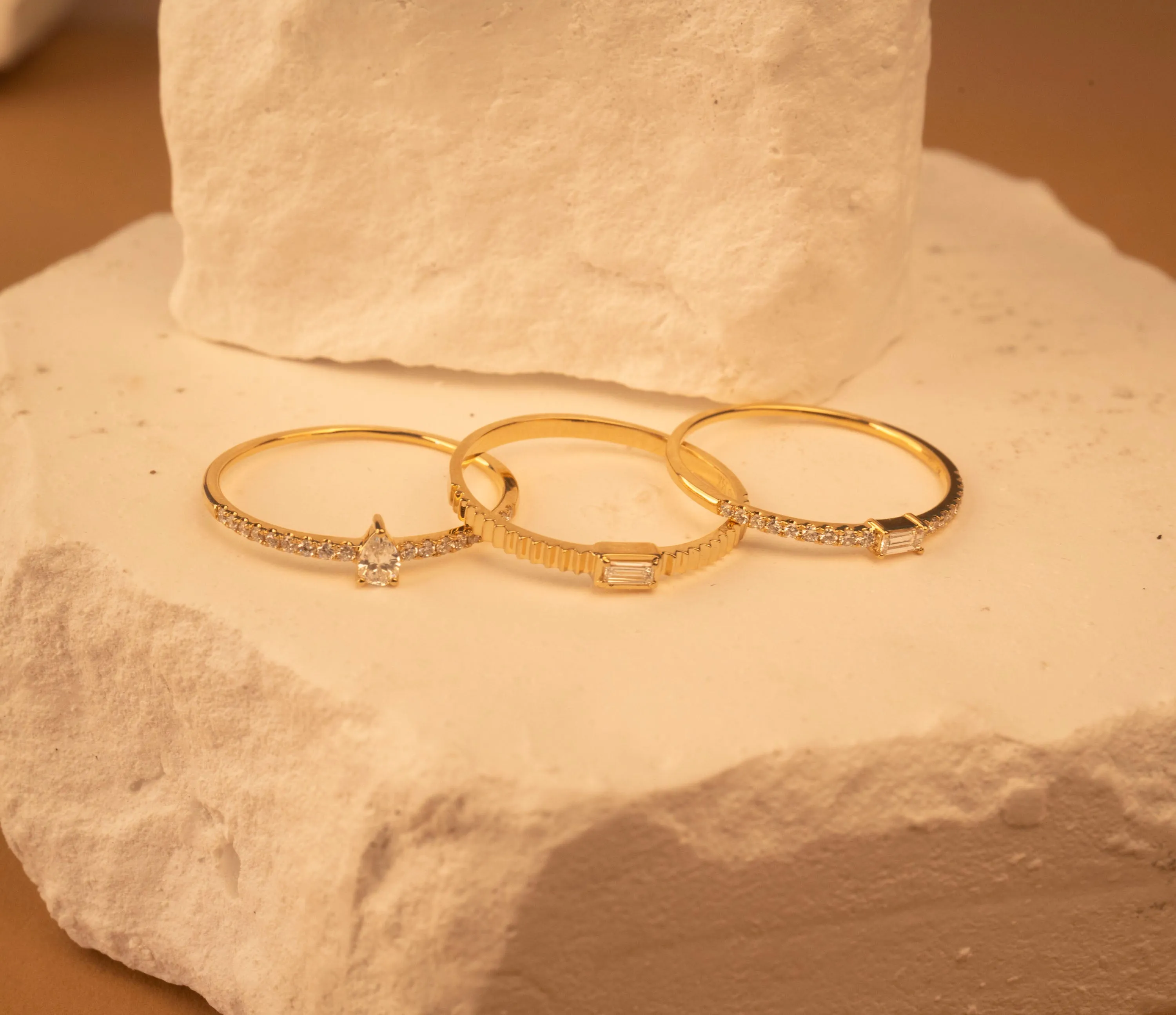 14k Diamond Baguette Pave Ring