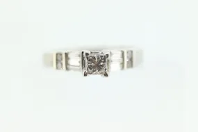 14k Princess and Baguette diamonds ring. RJM Royal Engagement ring. st(190)