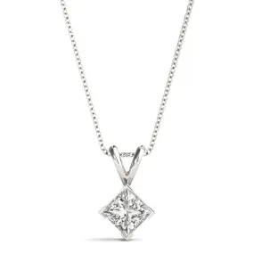 14K White Gold Princess Cut Diamond Solitaire Pendant (1ct)
