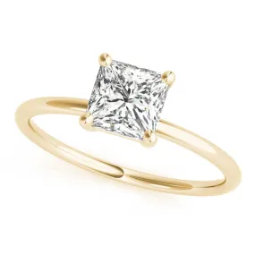 14K Yellow Gold Princess Cut Basket Set Solitaire Diamond Engagement Ring (1ct)