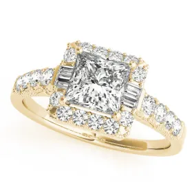 14K Yellow Gold Princess Cut Diamond Art Deco Inspired Engagement Ring (1.50ctw)