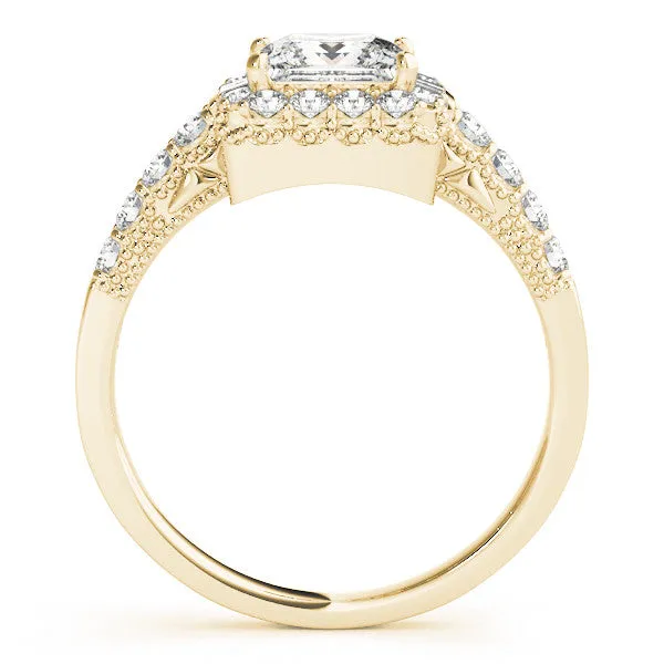 14K Yellow Gold Princess Cut Diamond Art Deco Inspired Engagement Ring (1.50ctw)