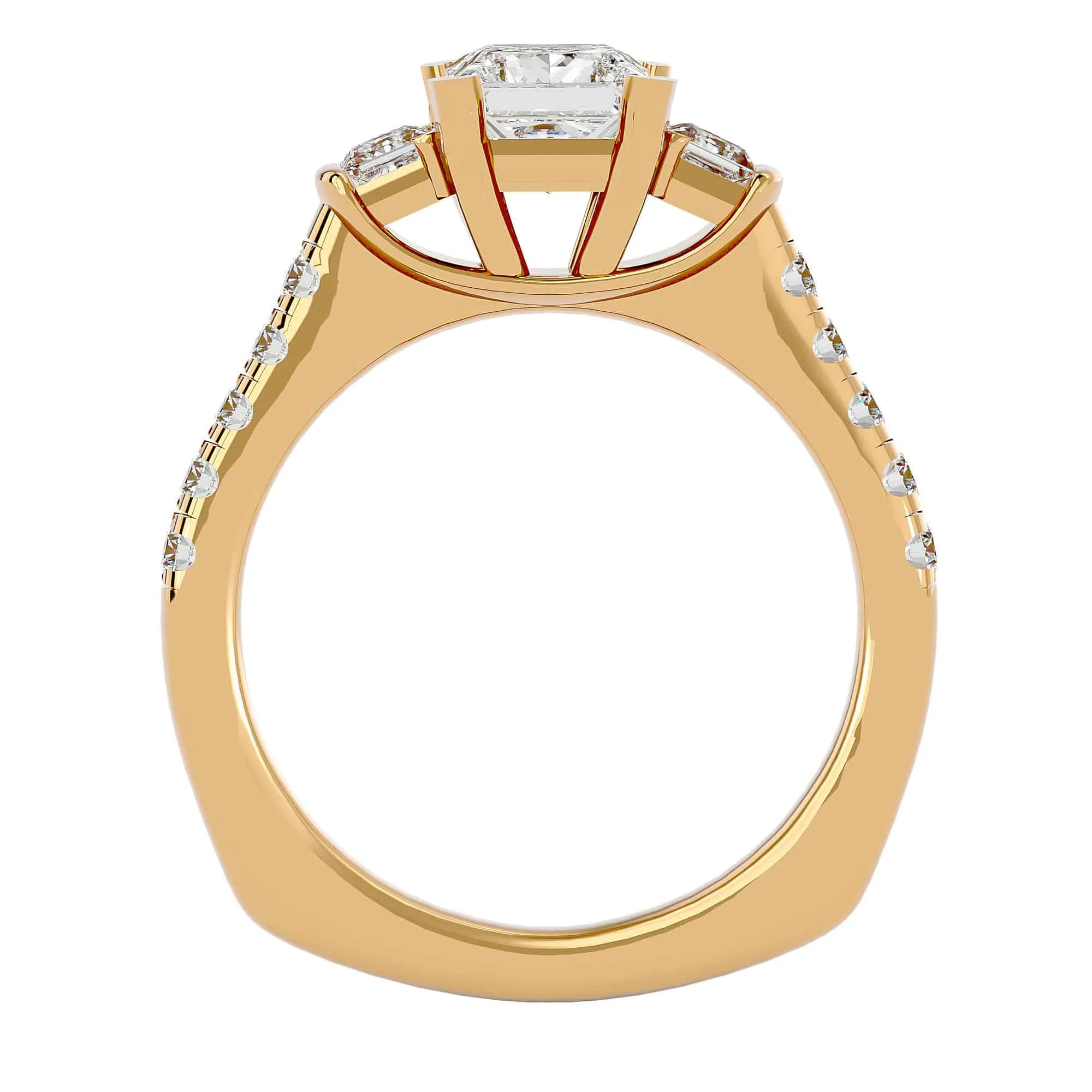 1.72ct Princess Cut 3 Stones Engagement Ring