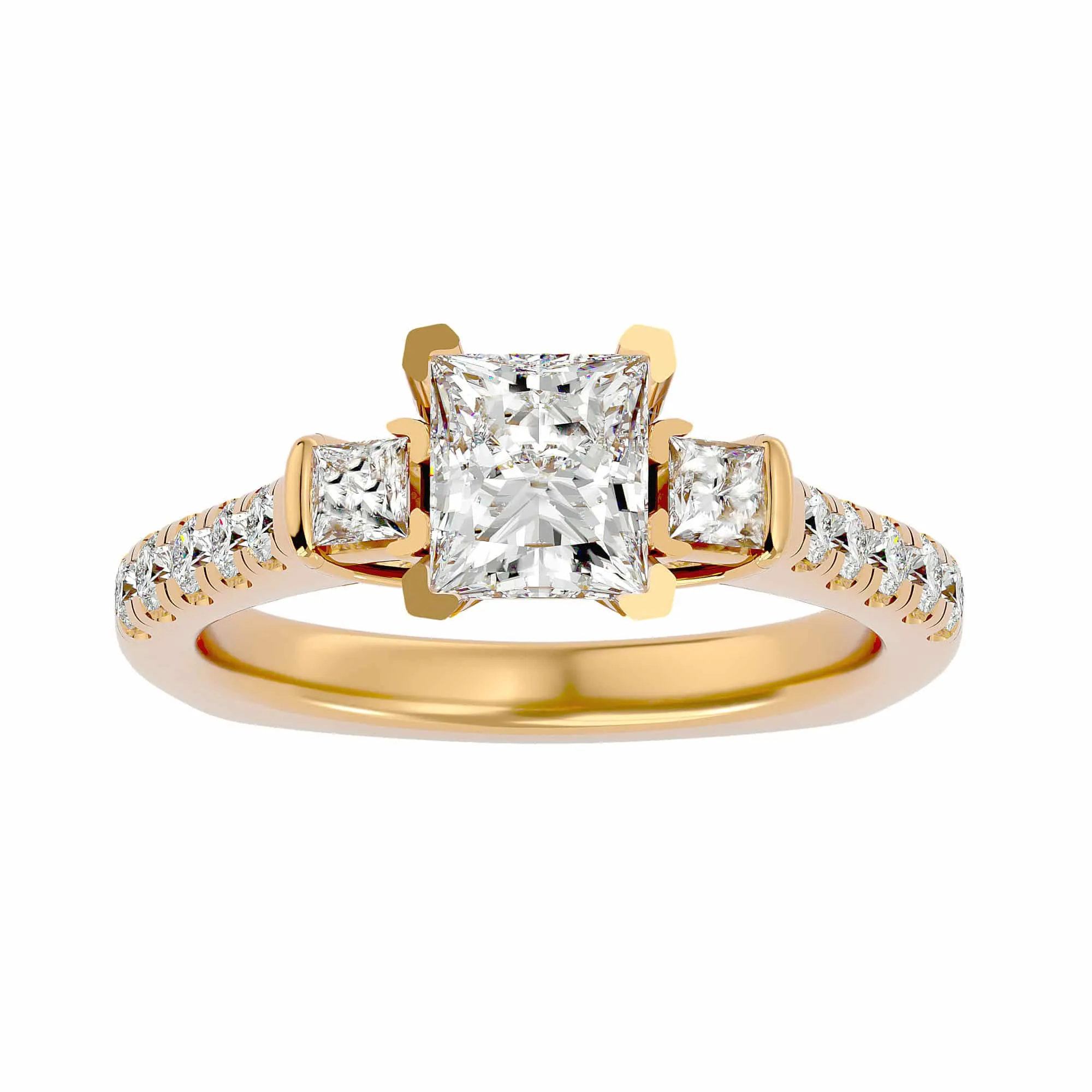 1.72ct Princess Cut 3 Stones Engagement Ring