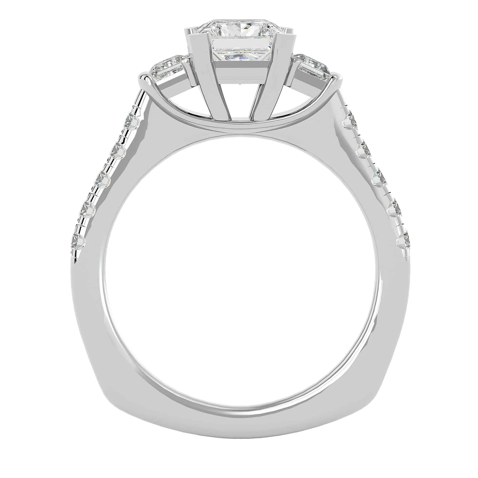 1.72ct Princess Cut 3 Stones Engagement Ring
