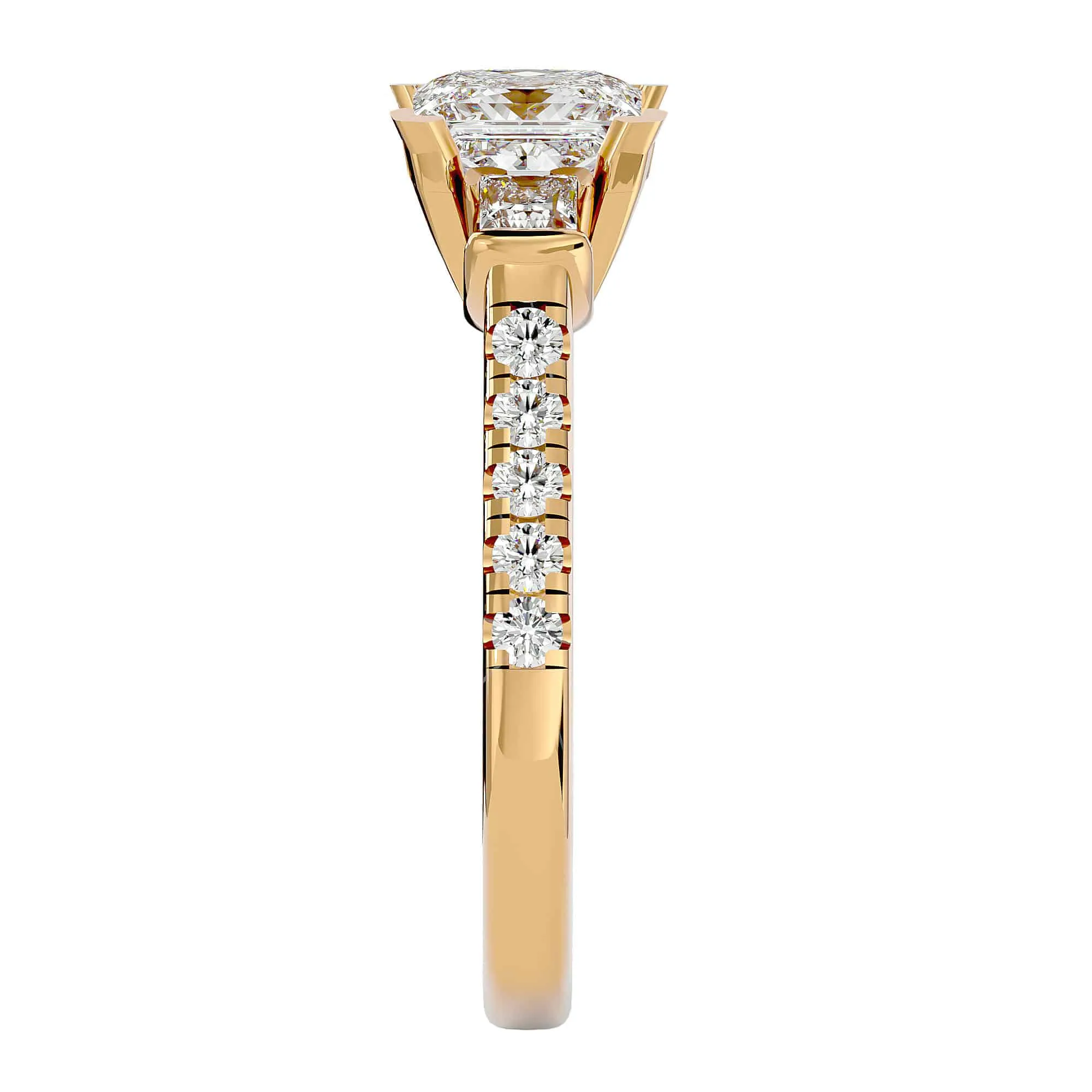 1.72ct Princess Cut 3 Stones Engagement Ring