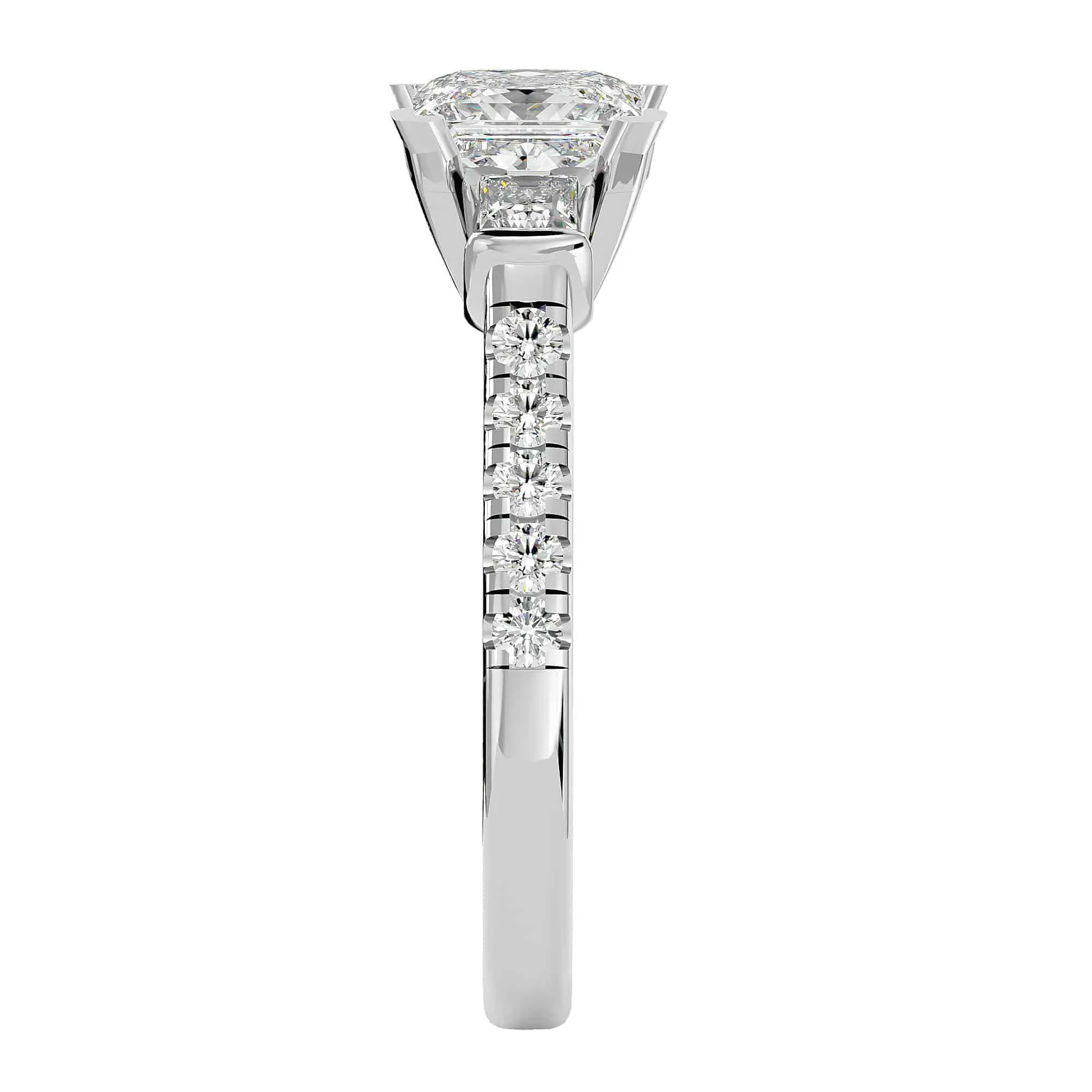 1.72ct Princess Cut 3 Stones Engagement Ring
