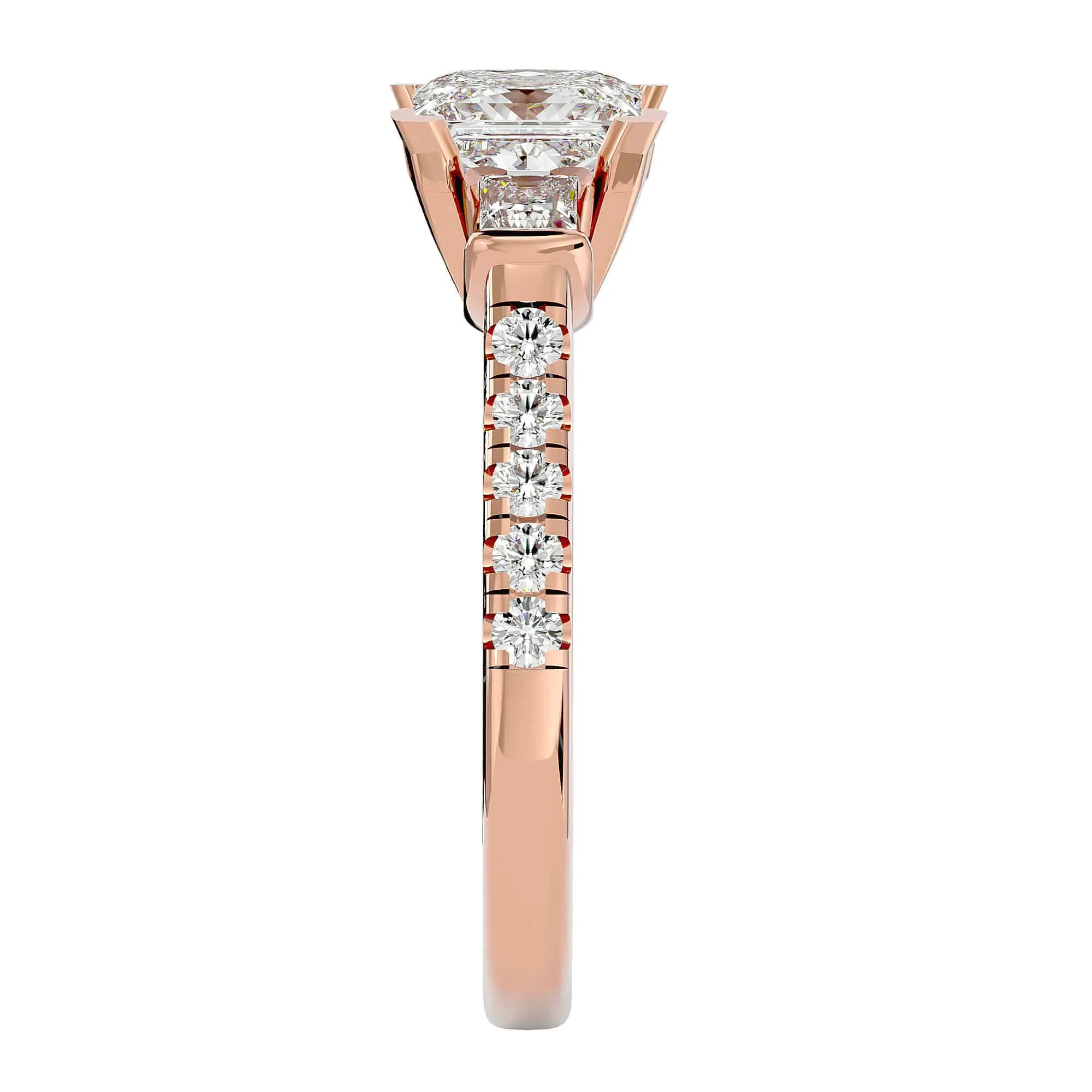 1.72ct Princess Cut 3 Stones Engagement Ring