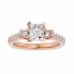 1.72ct Princess Cut 3 Stones Engagement Ring