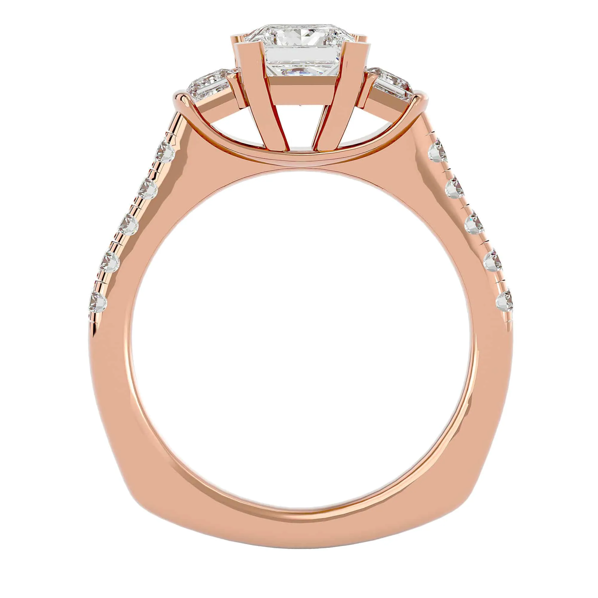 1.72ct Princess Cut 3 Stones Engagement Ring