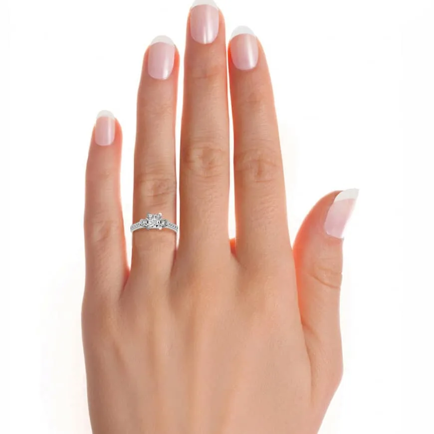 1.72ct Princess Cut 3 Stones Engagement Ring
