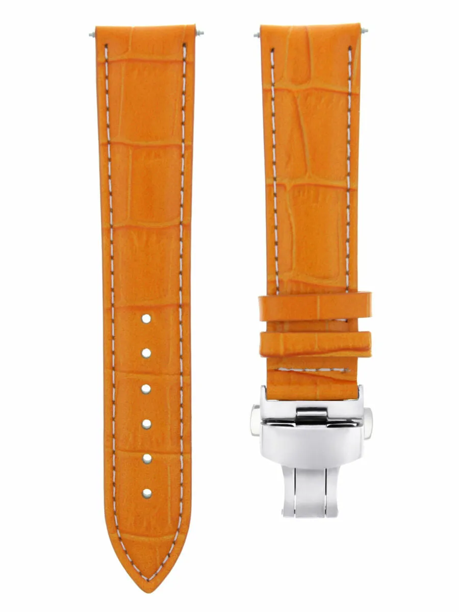 18 MM LEATHER WATCH STRAP BAND DEPLOYMENT CLASP BUCKLE FOR INVICTA WATCH ORANGE