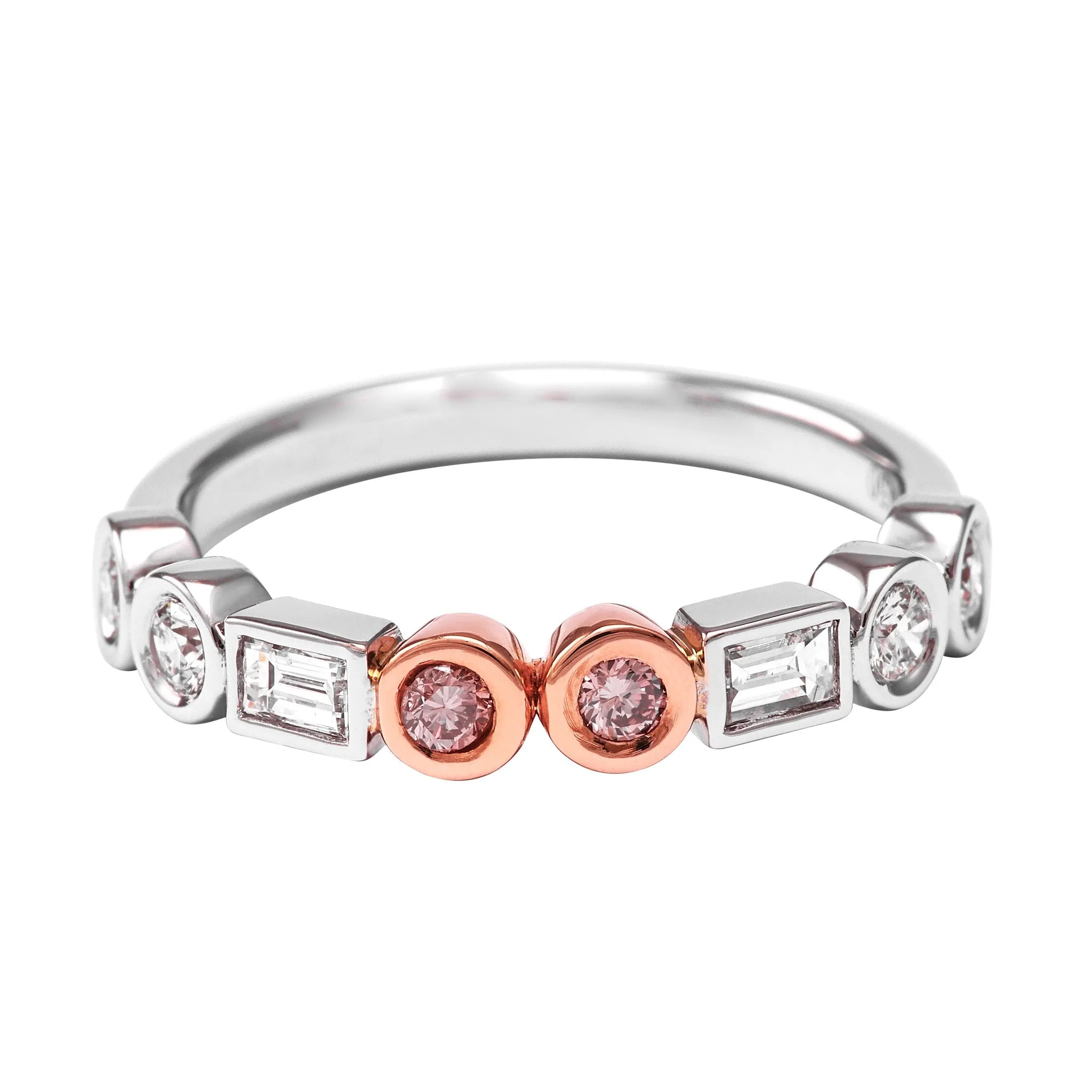 18ct White Gold and Rose Gold Pink and White Diamond Wedding Band
