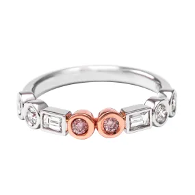 18ct White Gold and Rose Gold Pink and White Diamond Wedding Band