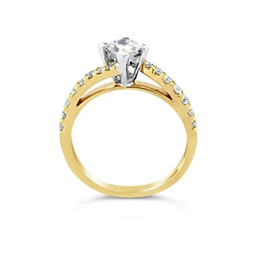 18ct Yellow and White Gold Princess Cut Diamond Engagement Ring
