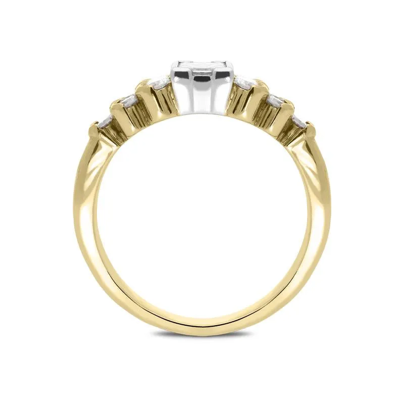 18ct Yellow Gold 0.43ct Diamond Princess Cut Cluster Ring