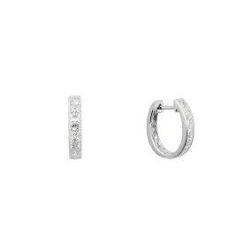 18K White Gold Tdw. 0.95ct Diamond Huggies Earring - 20738235