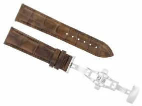 18MM LEATHER WATCH BAND STRAP FOR ROLEX WATCH DEPLOYMENT CLASP LIGHT BROWN