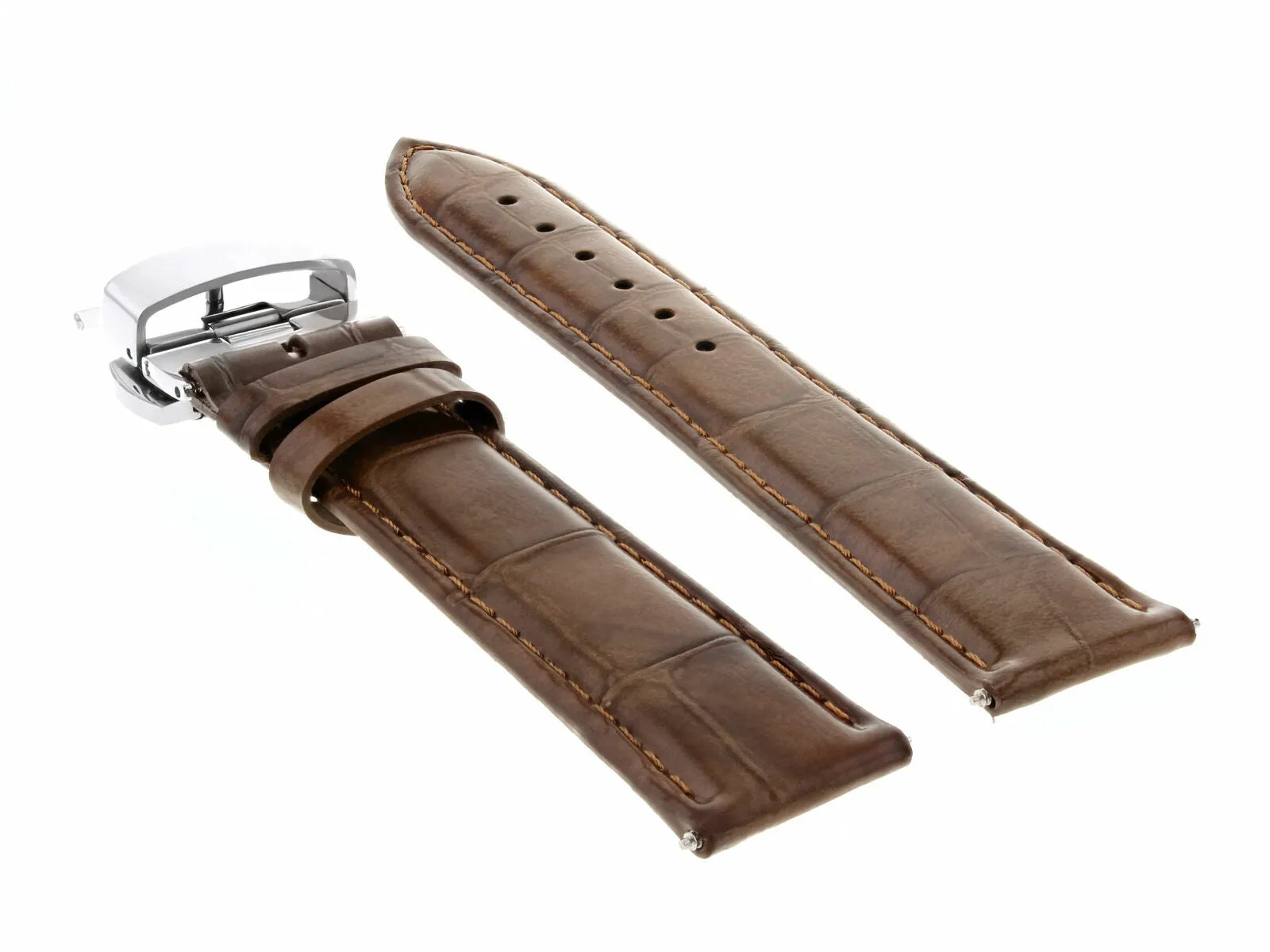 18MM LEATHER WATCH BAND STRAP FOR ROLEX WATCH DEPLOYMENT CLASP LIGHT BROWN