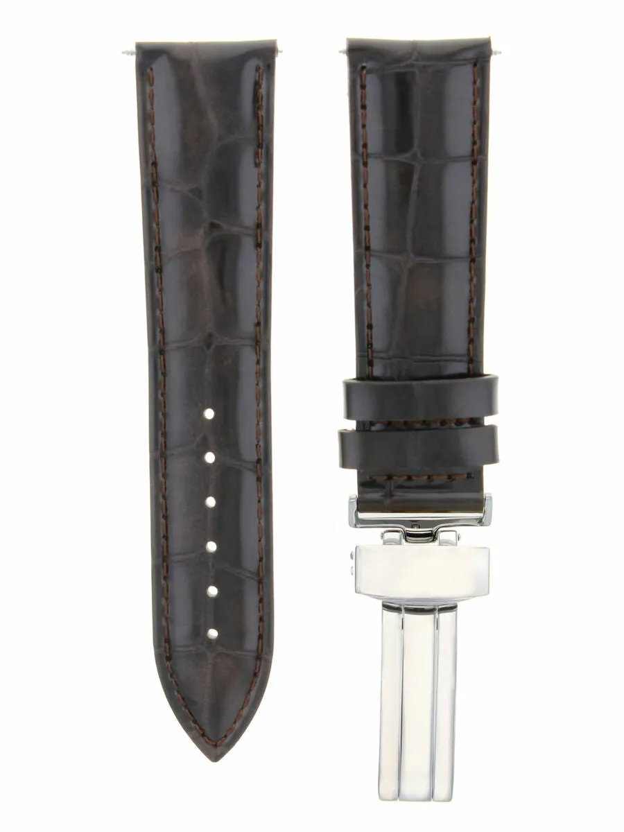 18MM LEATHER WATCH BAND STRAP FOR TAG HEUER  DEPLOYMENT CLASP BUCKLE DARK BROWN
