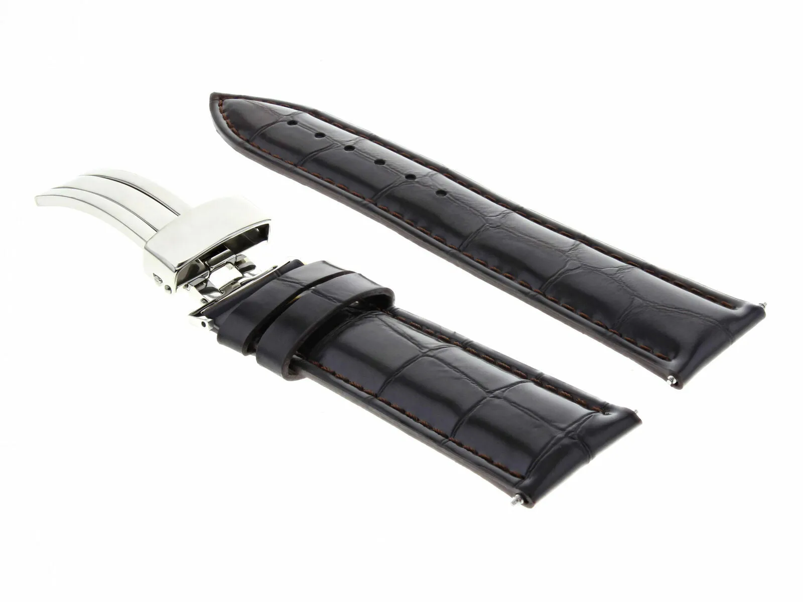 18MM LEATHER WATCH BAND STRAP FOR TAG HEUER  DEPLOYMENT CLASP BUCKLE DARK BROWN