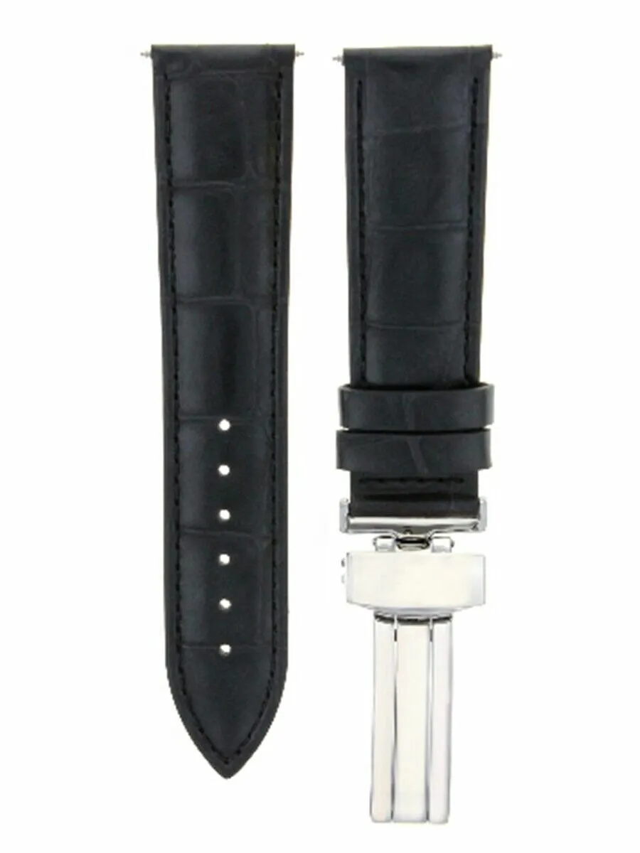 18MM LEATHER WATCH STRAP BAND DEPLOYMENT CLASP BUCKLE FOR CITIZEN ECODRIVE BLACK