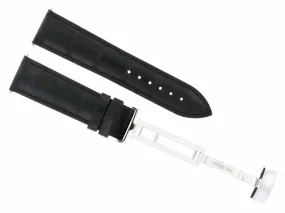18MM LEATHER WATCH STRAP BAND DEPLOYMENT CLASP BUCKLE FOR CITIZEN ECODRIVE BLACK