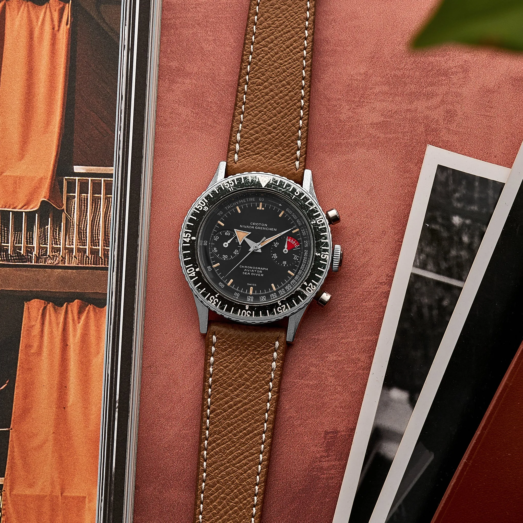 1960s Croton Nivada Grenchen Chronograph Aviator Sea Diver Ref. 105-95908