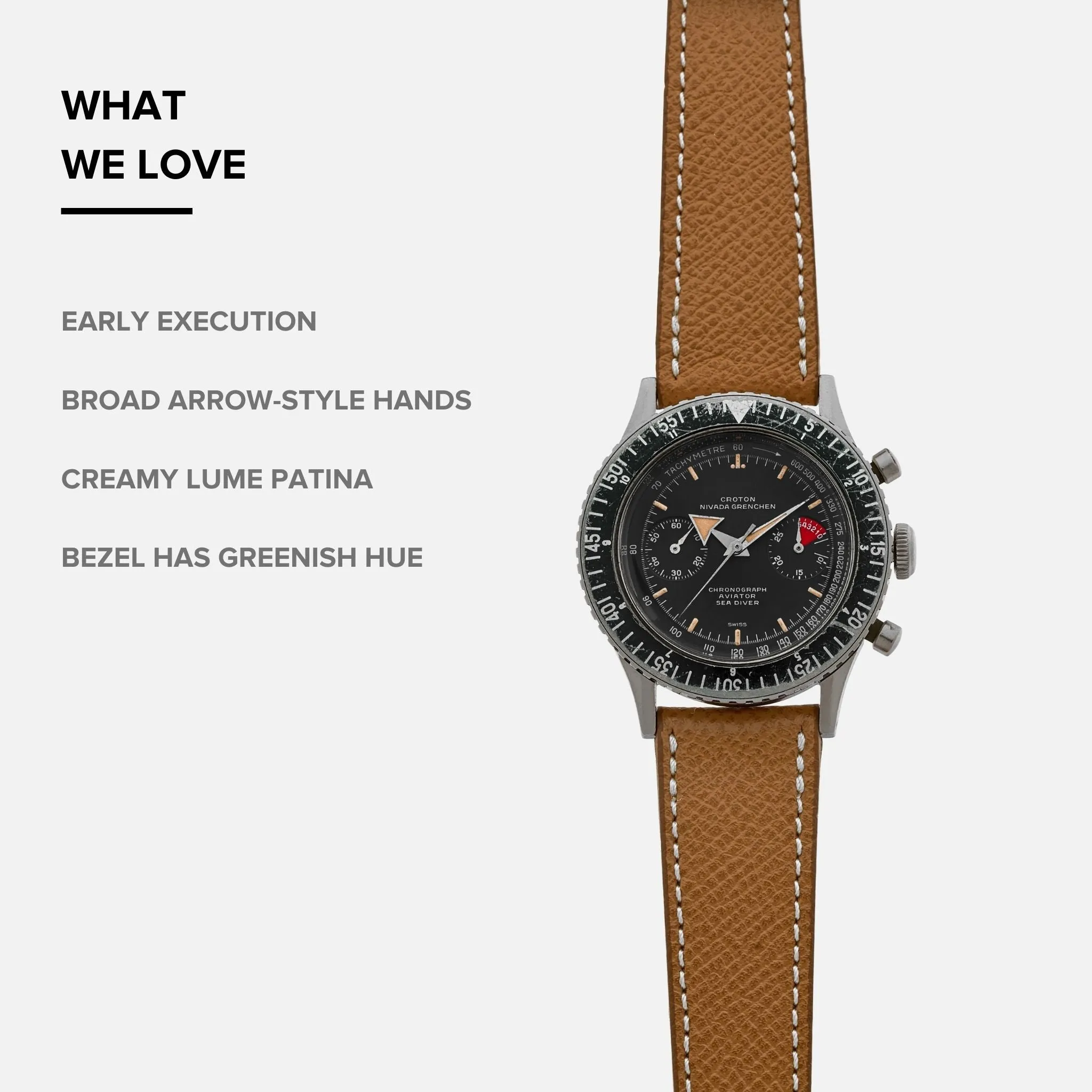 1960s Croton Nivada Grenchen Chronograph Aviator Sea Diver Ref. 105-95908