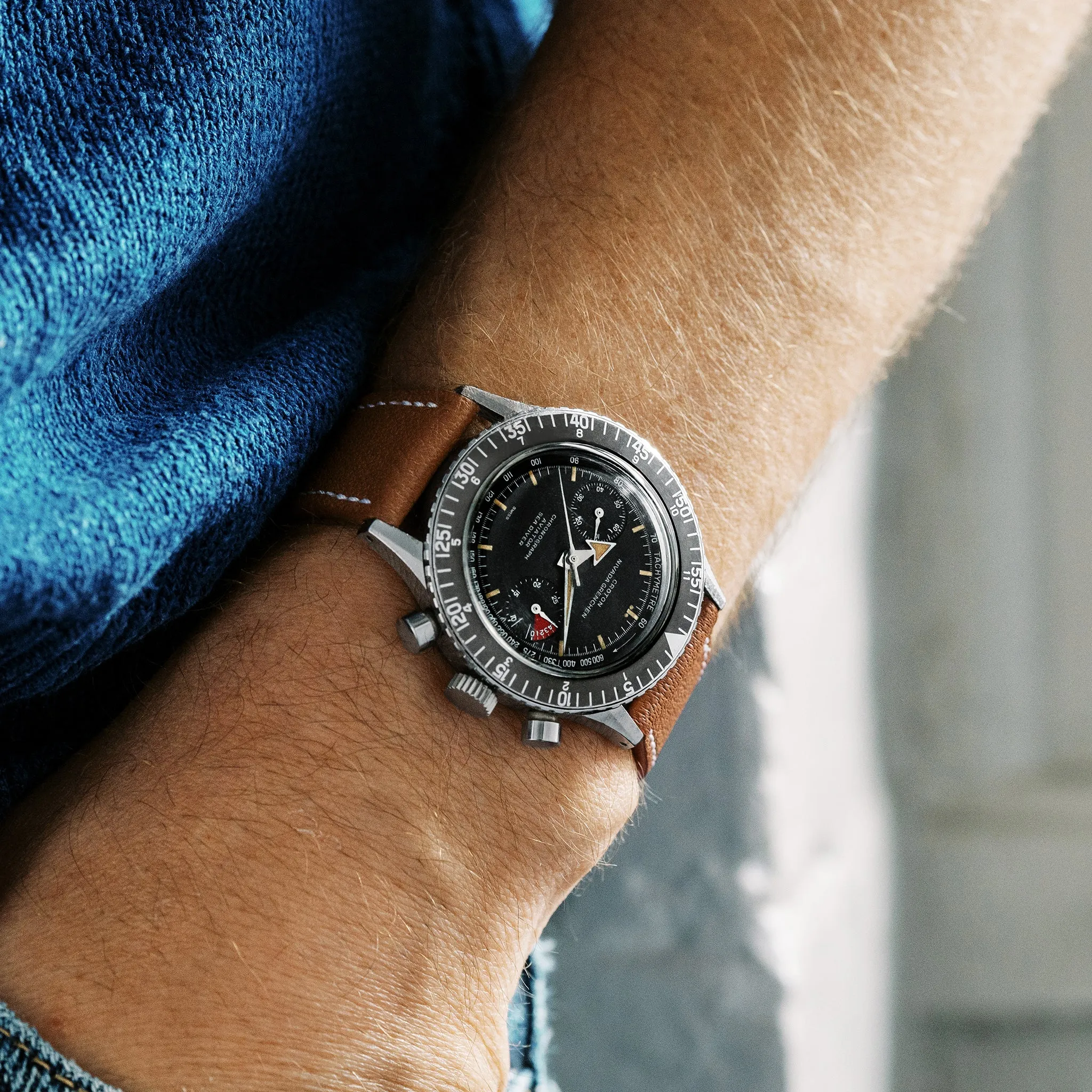 1960s Croton Nivada Grenchen Chronograph Aviator Sea Diver Ref. 105-9989