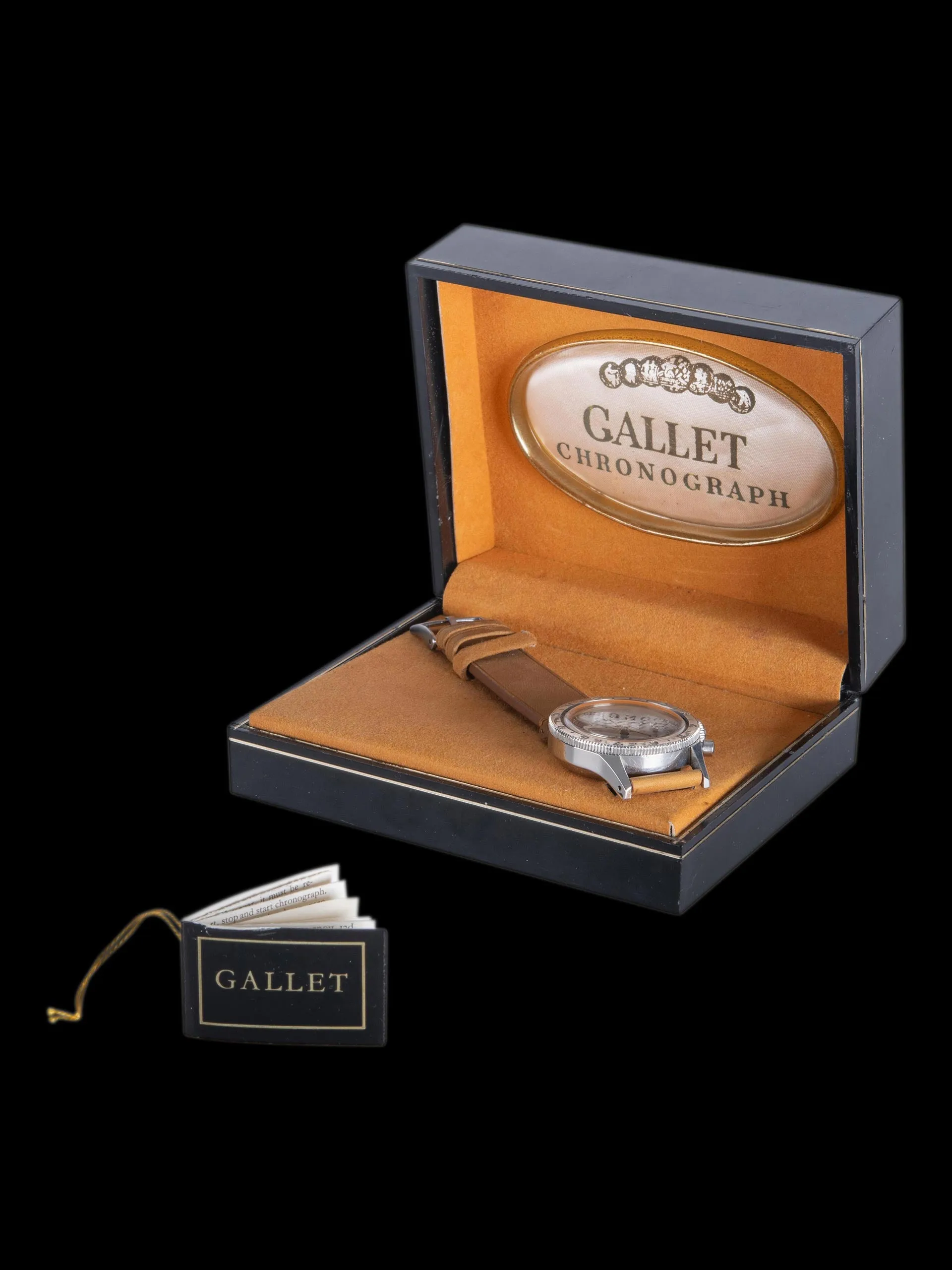 1960s Gallet Flying Officer World Time Clamshell Chronograph W/ Box & Guarantee