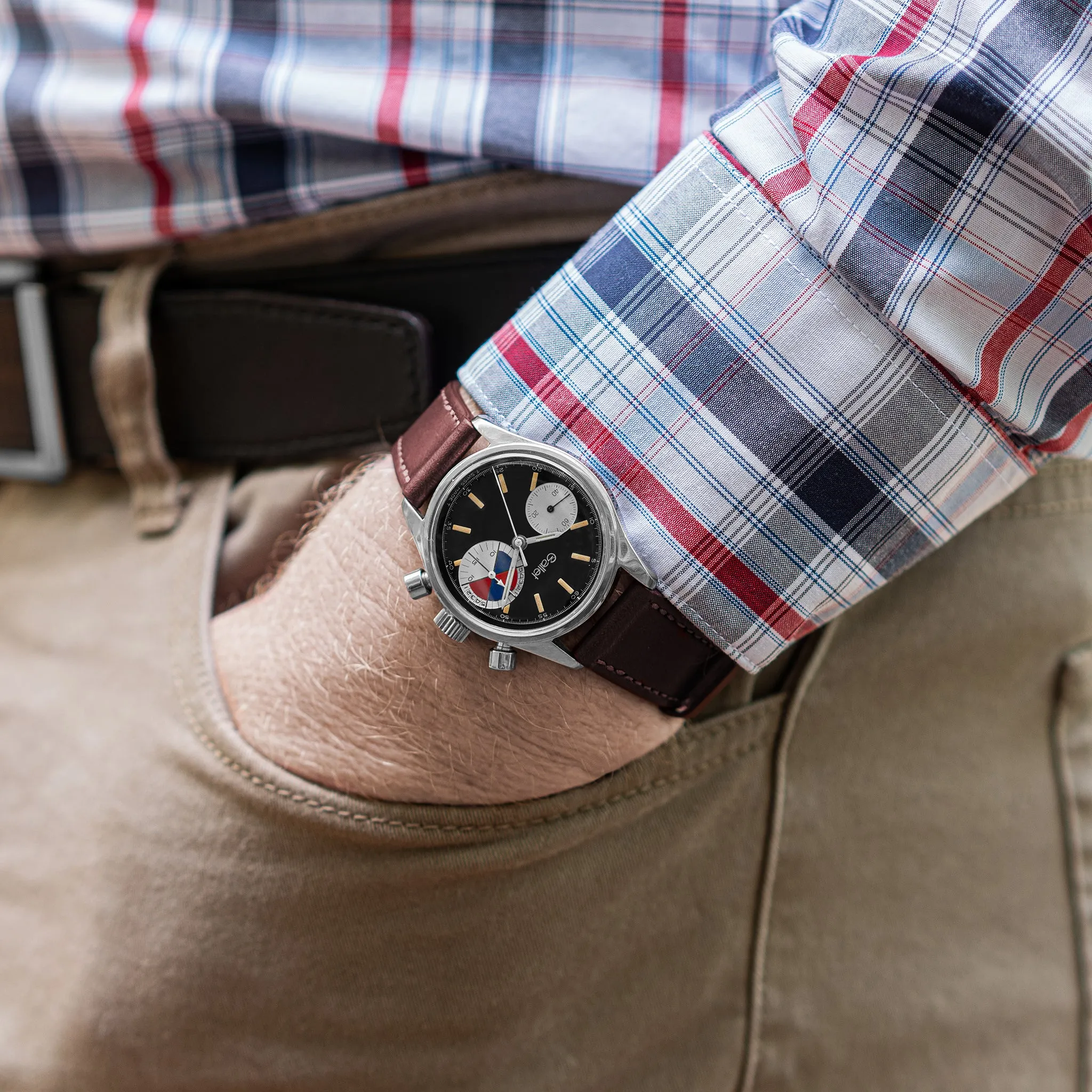 1960s Gallet MultiChron Yachting 'Big Eye' Chronograph With Black Dial