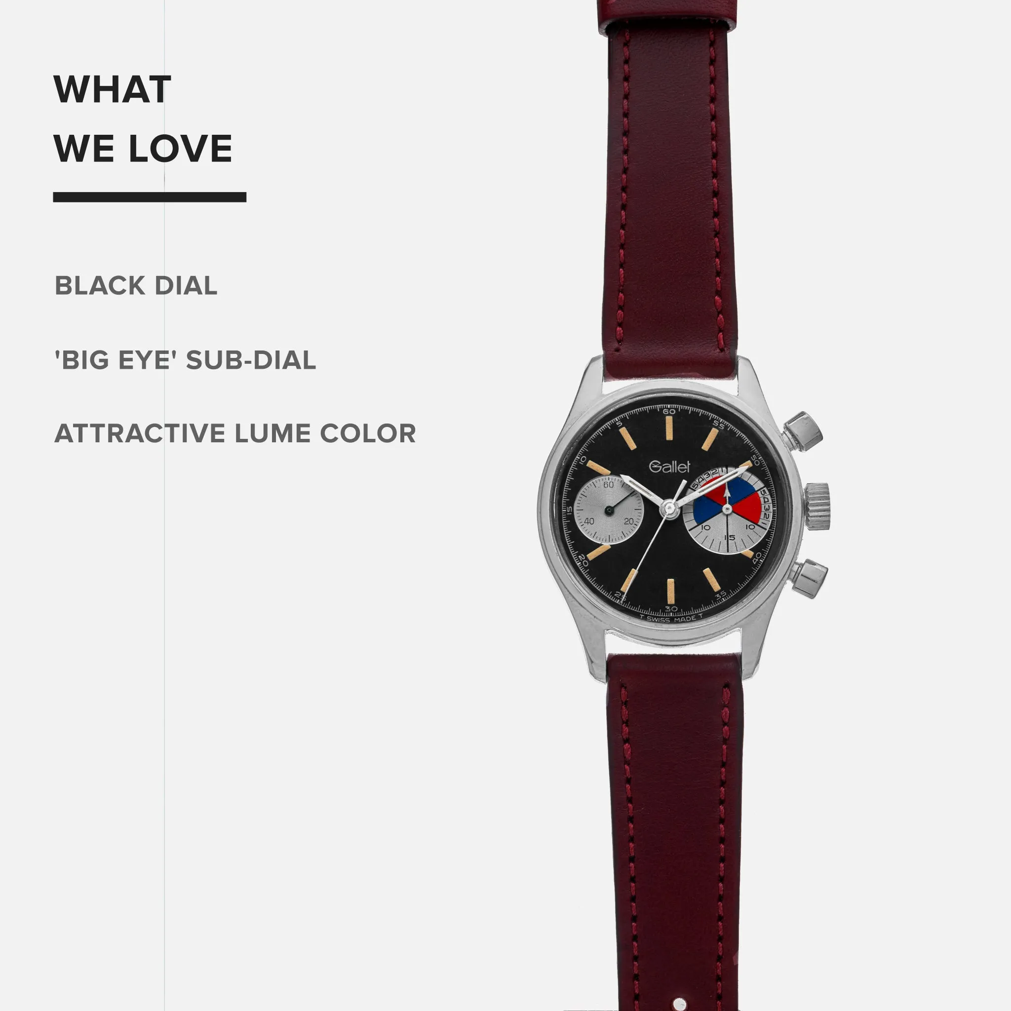 1960s Gallet MultiChron Yachting 'Big Eye' Chronograph With Black Dial